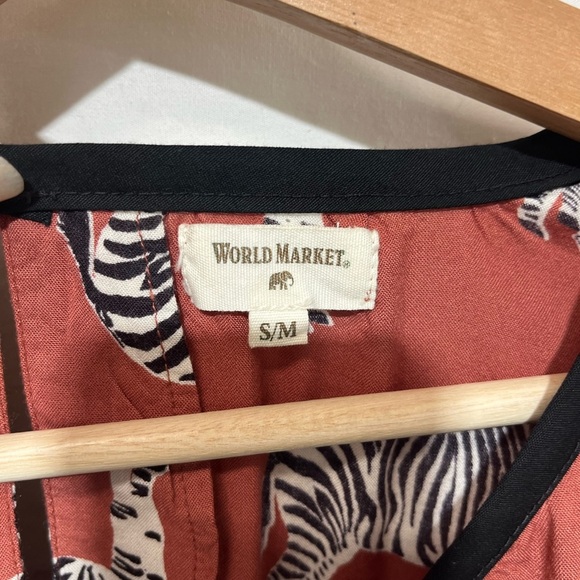 World Market Zebra Print Women's Blouse Top Ruffle Sleeves Oversized Novelty S/M - Picture 9 of 9